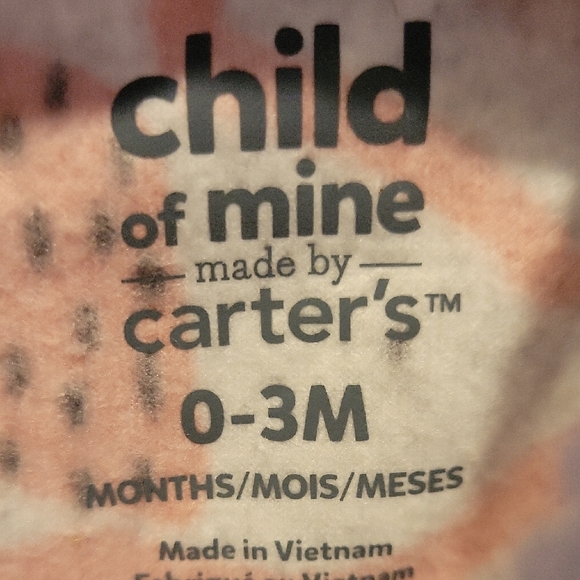 Carter's Gray & Pink Animal Print Footie 0-3 Months NWT - Picture 2 of 4